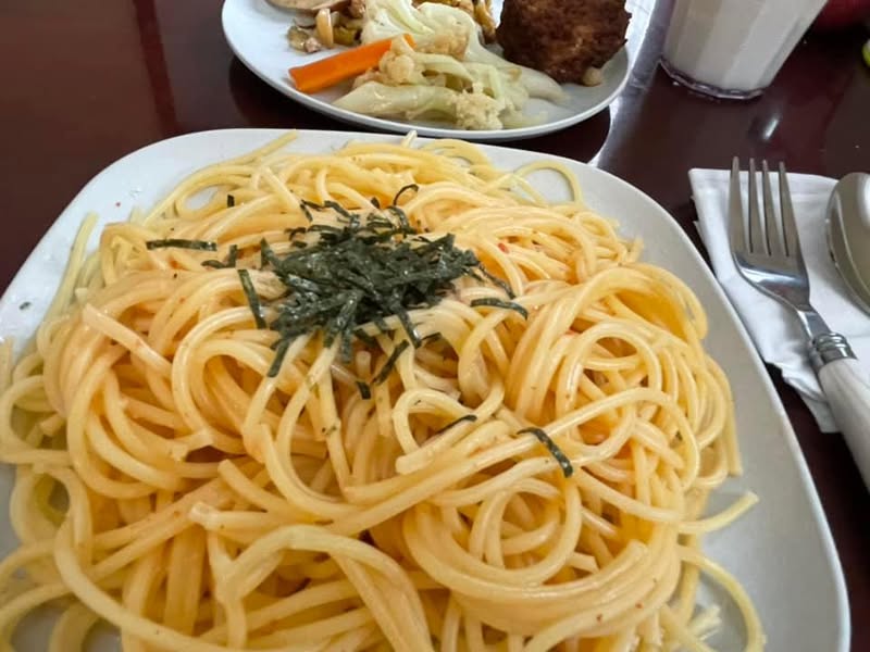 トラベルクッカーで茹でた和風スパゲッティ