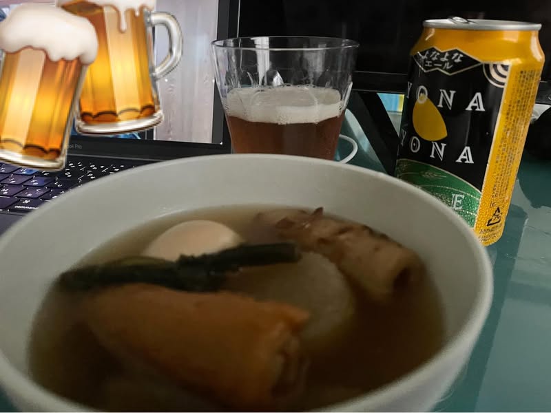 隔離ホテルから参加したZoom飲み会の飲み物と食事